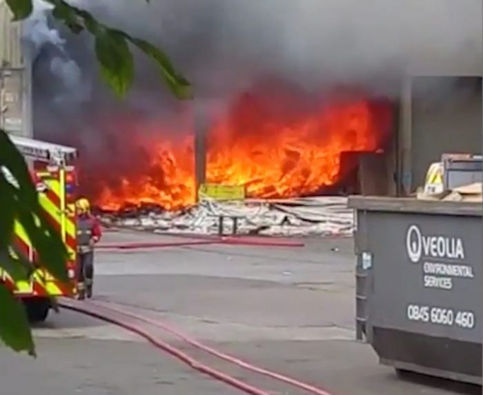 Fire at Veolia's Derby Waste Transfer Station 24 August 2017