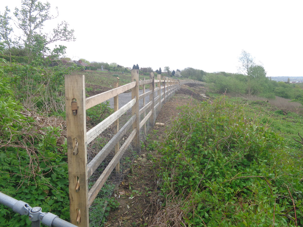 Repaired fence by refurbished Burton Ridge allotments.